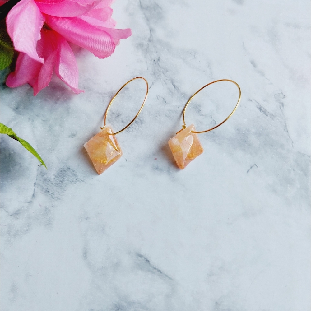 OpalGlaze Clay Golden Hoops Hand crafted Earrings.